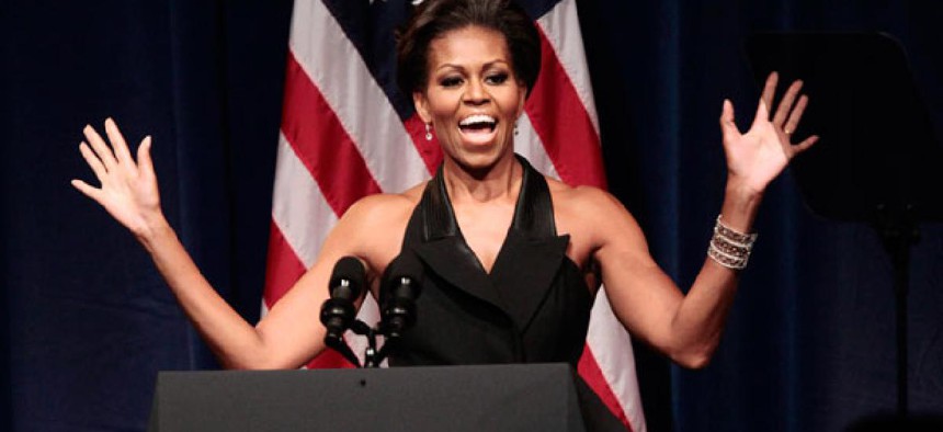 The First Lady was all smiles at a 2011 fundraiser.