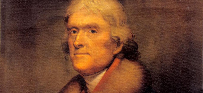 A portrait of Thomas Jefferson by artist Rembrandt Peale