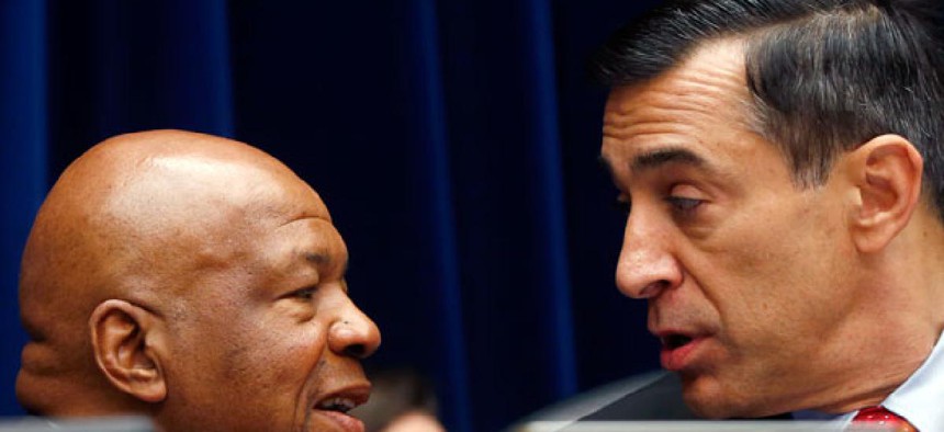 House Oversight and Government Reform Committee Chairman Rep. Darrell Issa, R-Calif., right, talks with the committee's ranking Democrat Rep. Elijah Cummings, D-Md. 