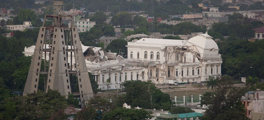 The National Palace from the Fort Nationale neighborhood in Port-au-Prince has not been rebuilt since the 2010 earthquake.