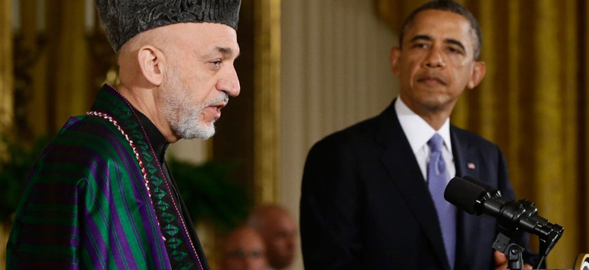 Barack Obama and Hamid Karzai spoke in Washington in January.