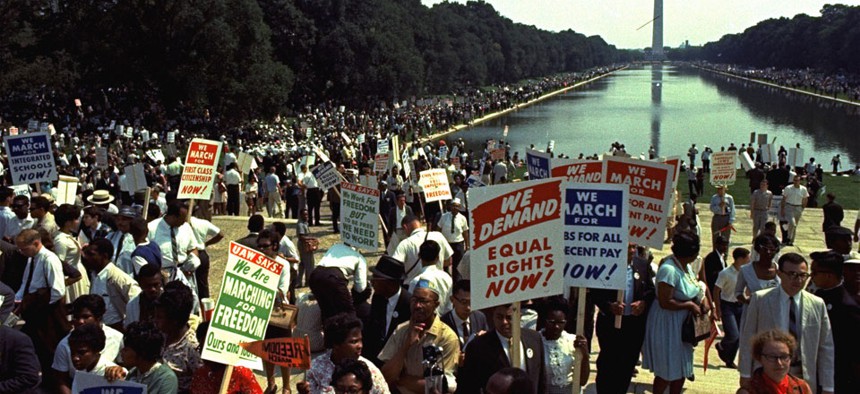 Estimates of the number of participants in the 1963 march vary from 200,000 to 300,000.