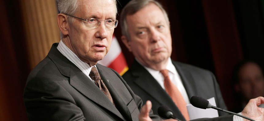 Senate Majority Harry Reid, D-Nev., with Senate Majority Whip Sen. Dick Durbin, D-Ill.,