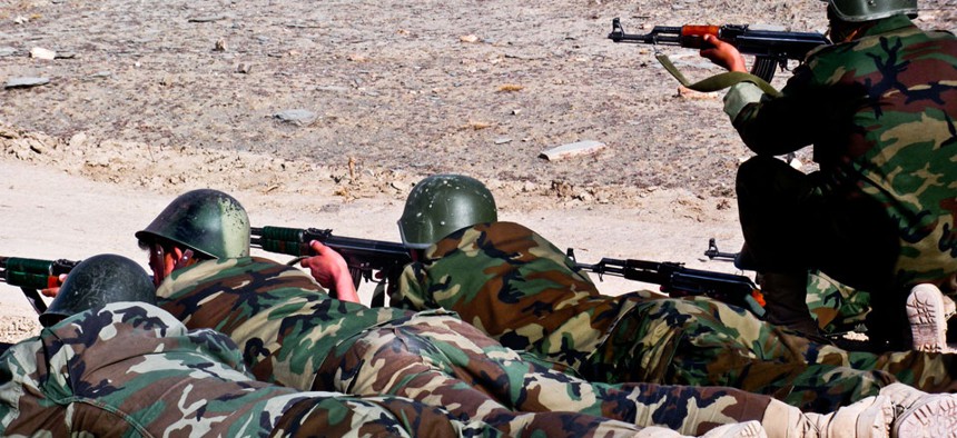 Afghan soldiers conduct basic marksmanship training in 2009