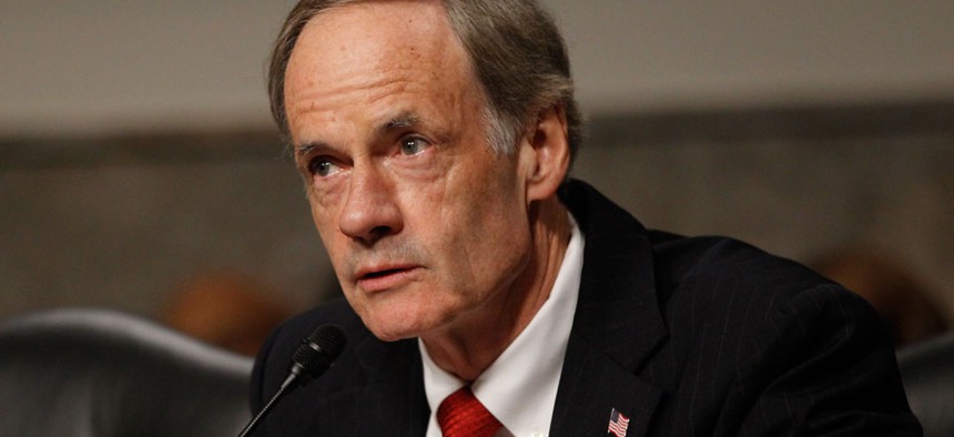 CMS spent $108 million on the anti-fraud contracts in 2012, GAO noted in the report requested by Sens. Tom Carper, D-Del., pictured, and Tom Coburn, R-Okla.