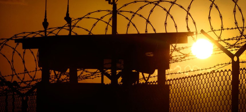 The sun rises above Camp Delta at Guantanamo Bay Naval Base, Cuba.