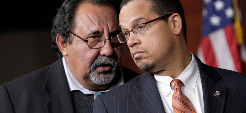 Rep. Keith Ellison, D-Minn., right, and Rep. Raul Grijalva, D-Ariz., left, are co-chairs of the Congressional Progressive Caucus.