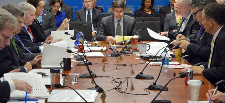 Chairman Jeffrey Shell presides over the Dec. 18 meeting of the Broadcasting Board of Governors.