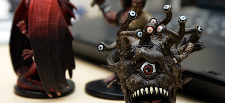 Miniature figures used in the Dungeons and Dragons roleplaying game.