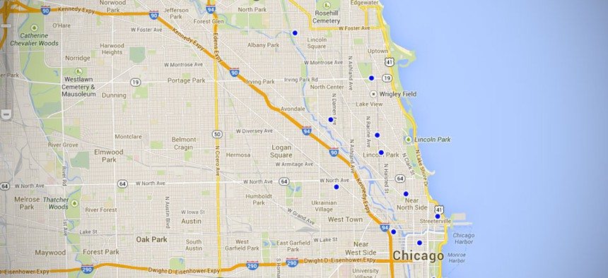 Chicago uses open 311 for a map of dog parks in the city.