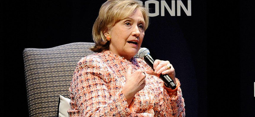 Clinton spoke at University of Connecticut earlier this week.