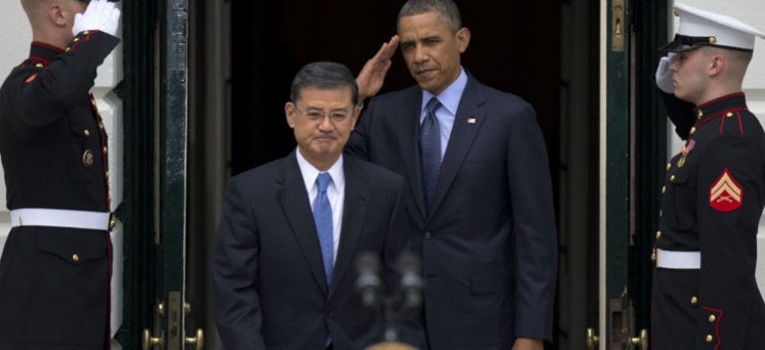 President Obama and VA Secretary Eric Shinseki welcome participants in the 2013 Wounded Warrior Project’s Soldier Ride. 