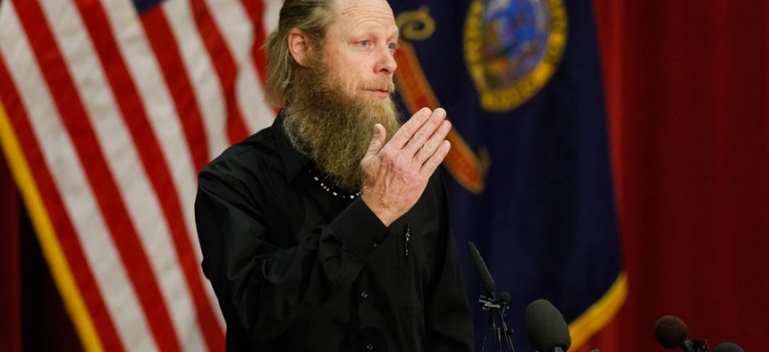 Bowe Bergdahl's father Bob Bergdahl speaks to the media during a press conference at Gowen Field in Boise, Idaho.