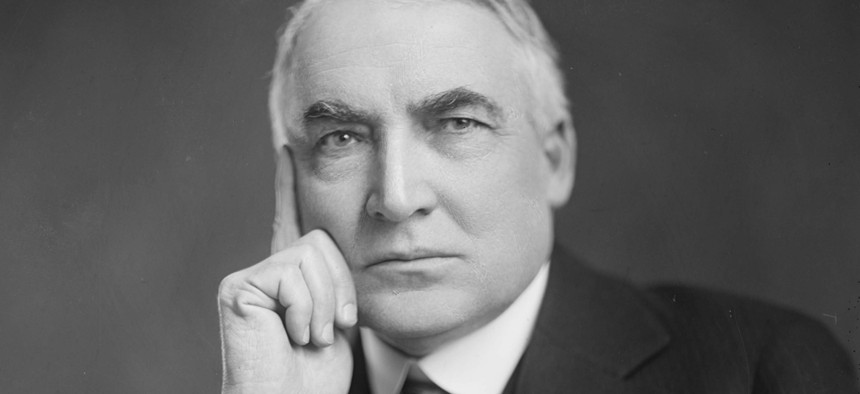 Sure, he looks calm in his presidential portrait, but President Harding was not afraid to choke federal officials.