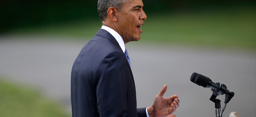 Obama spoke from the South Lawn of the White House Friday.