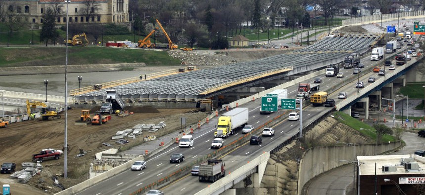 The I-75 in Dayton, Ohio undergoes repairs.