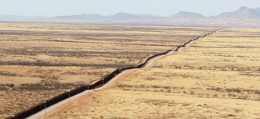 The border fence stretches across Arizona's southern end.