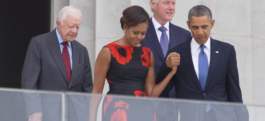 Jimmy Carter, Bill Clinton and the Obamas commemorated the 50th anniversary of the March on Washington in August.