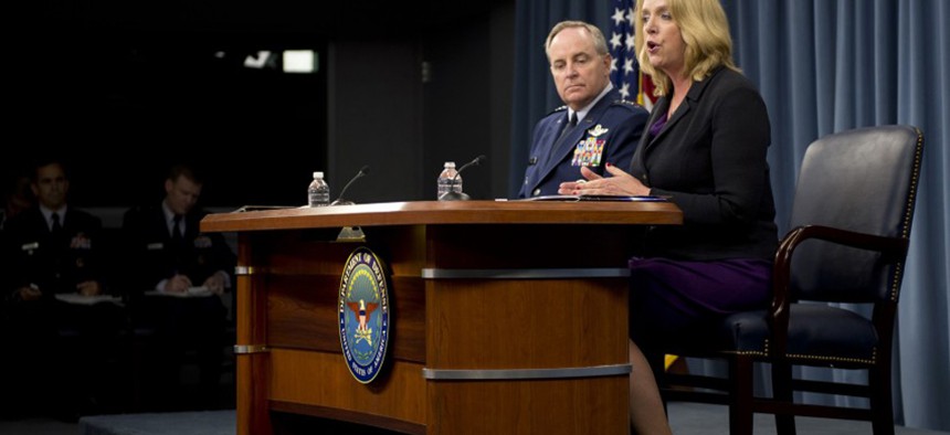 Air Force Secretary Deborah Lee James and service Chief of Staff Gen. Mark Welsh  spoke to reporters Wednesday.