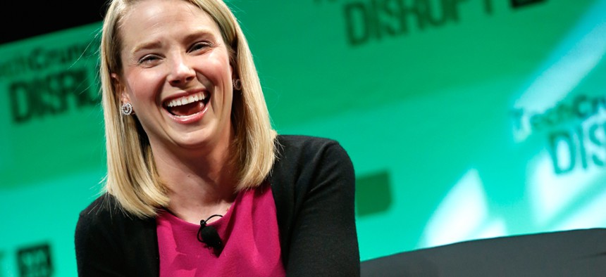 According to studies, Yahoo! CEO Marissa Mayer's blonde hair is worth a year of extra schooling. 