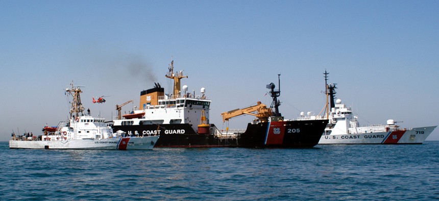 Coast Guard ships traverse the Persian Gulf in 2003.