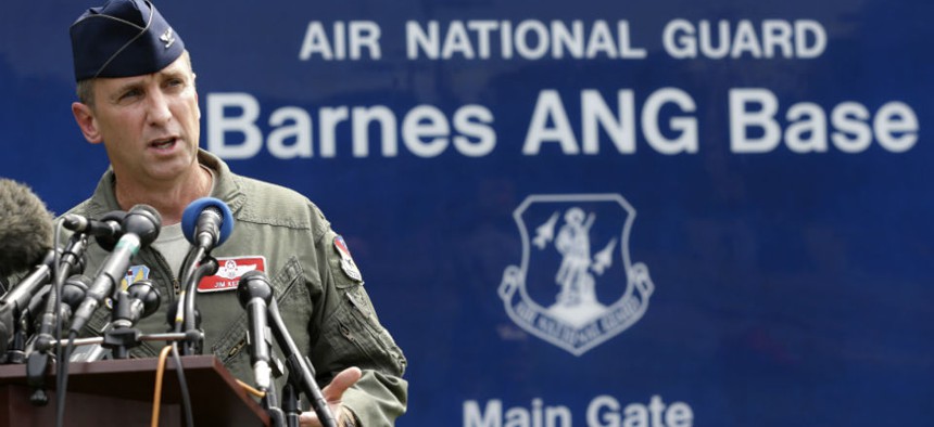 Col. James Keefe of the Massachusetts Air National Guard takes questions on the crash.