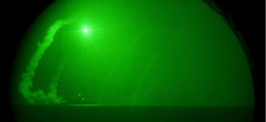 A Tomahawk missile launch in 2011, seen through a night vision lens. The U.S. is using Tomahawk missiles in its strikes against Syria. 