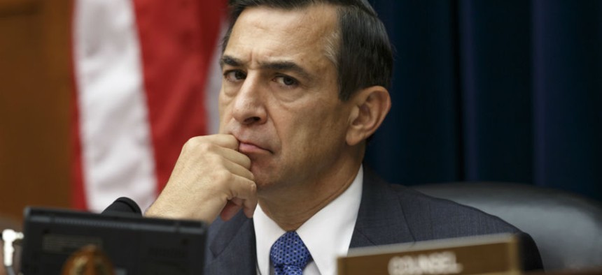 Issa listens as then-Secret Service director Julia Pierson answers questions Sept. 30 about the  White House security breach. 