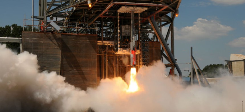 NASA engineers run tests in August to learn how loud the Space Launch System vehicle will be during liftoff.