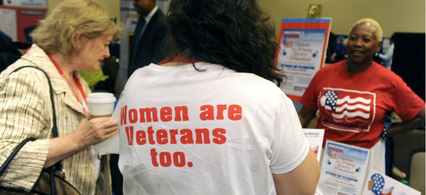 Women attend a veterans training summit in Washington. 