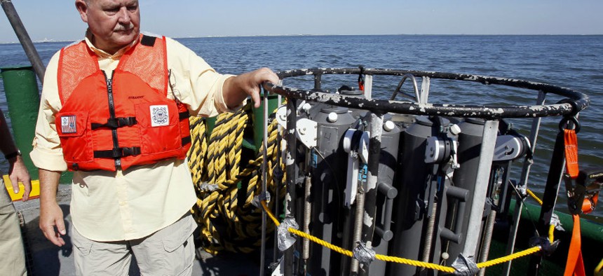 Adm. Thad Allen, shown here during the 2010 BP oil spill. Allen also coordinated the response to Hurricane Katrina in 2005. 