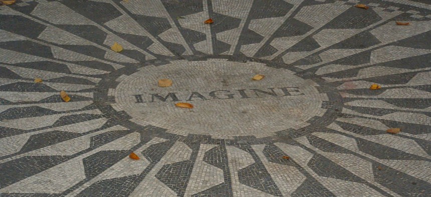 Strawberry Fields Memorial in Central Park, New York City. 