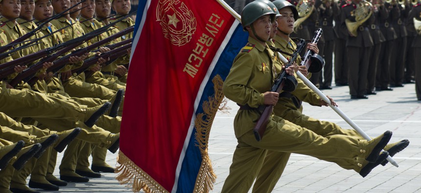 North Korean soldiers march at the military parade in 2013 in Pyongyang.