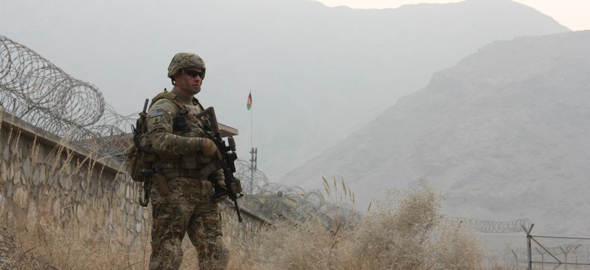 A soldier keeps watch at the Afghanistan-Pakistan border. 