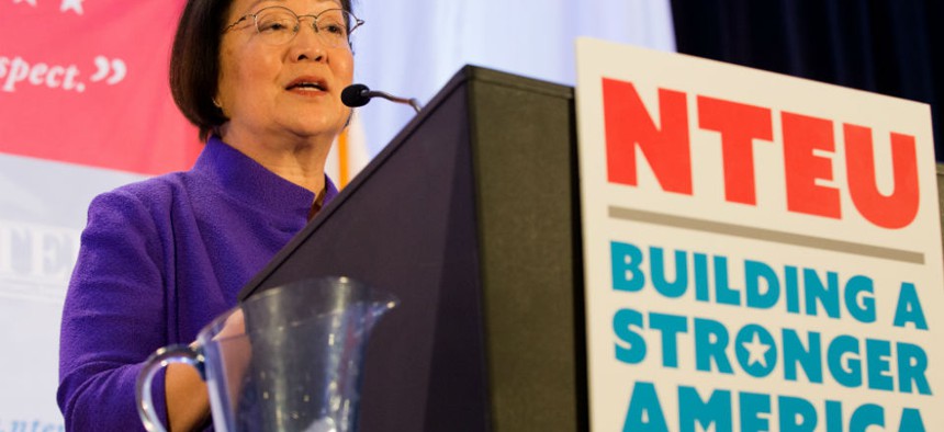 Sen. Mazie Hirono, D-Hawaii, told union members: "I stand with you."