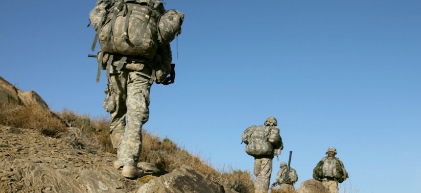 U.S. Army soldiers patrol in Afghanistan. 