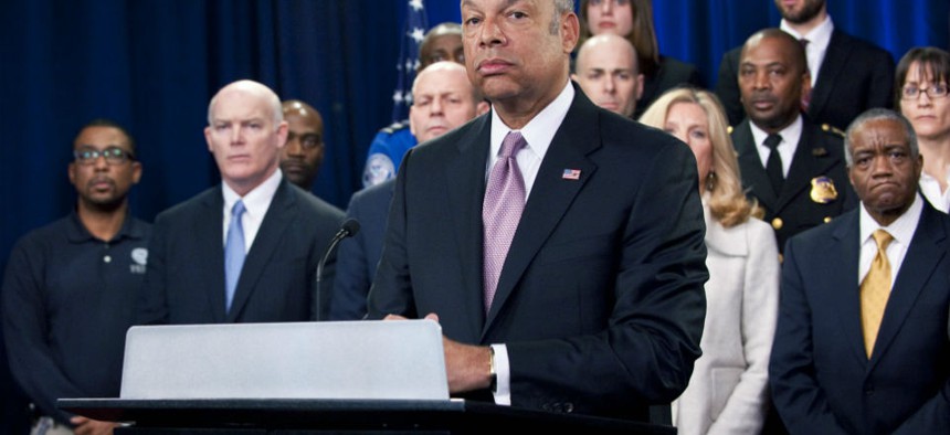 Homeland Security Secretary Jeh Johnson holds a media availability to discuss the importance of keeping DHS open. 