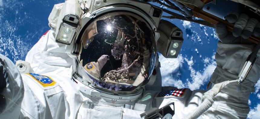 ASA astronaut Barry Wilmore works outside the International Space Station on the first of three spacewalks last week.