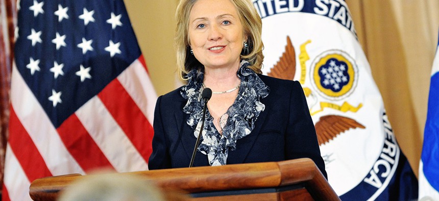 Clinton speaks in 2011 at a State Department event.