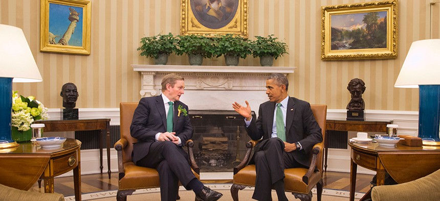 Barack Obama meets with Irish Prime Minister Enda Kenny in the Oval Office Tuesday.