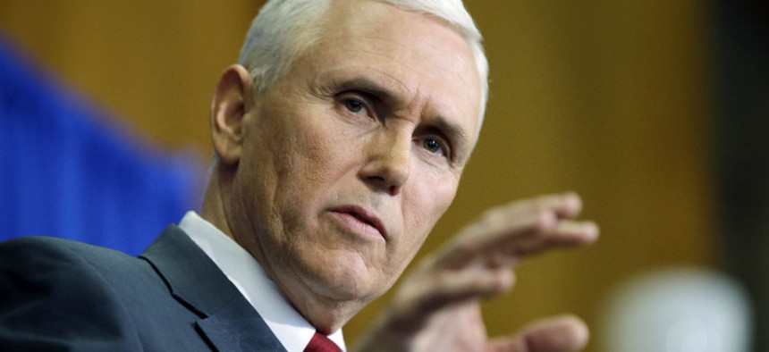 Indiana Gov. Mike Pence speaks question during a news conference, Tuesday, March 31, 2015, in Indianapolis. 