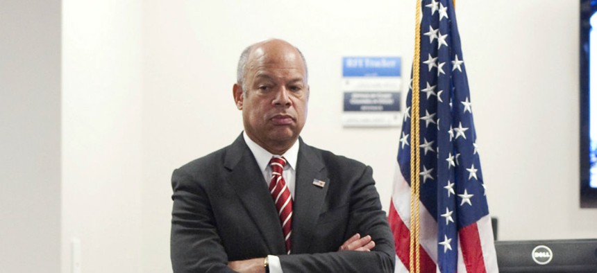 DHS Secretary Jeh Johnson says department management is improving. 