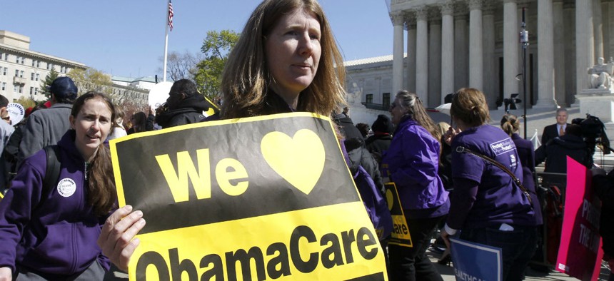 Supporters of the Affordable Care Act rally in Washington in 2013.