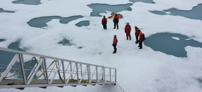NASA scientists study the Chukchi Sea ice in 2011.