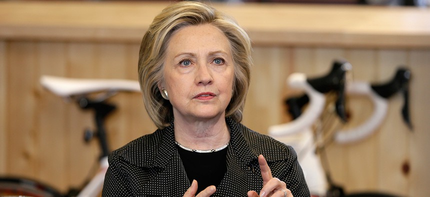Clinton speaks to voters in Cedar Rapids on May 19. 