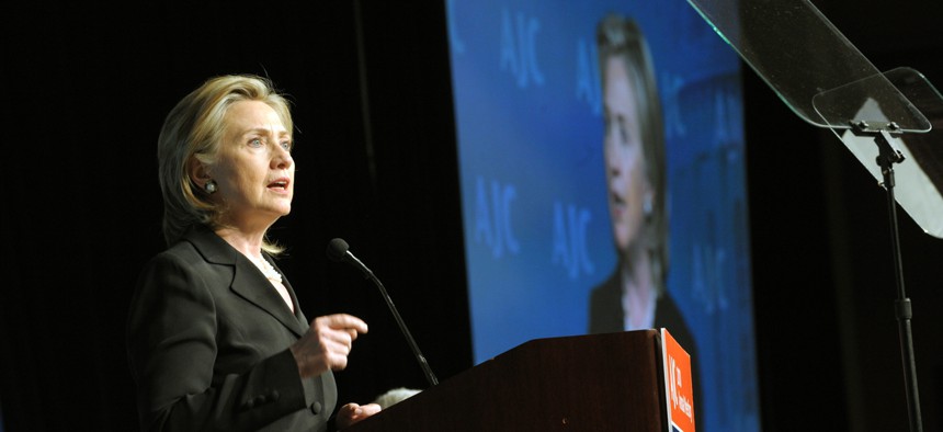 Clinton speaks at an event in 2010.