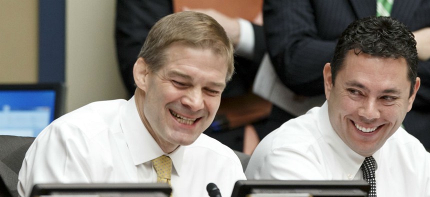 Reps. Jim Jordan (left) and Jason Chaffetz wrote a June 5 letter to the head of the IRS with a dozen questions about the team. 