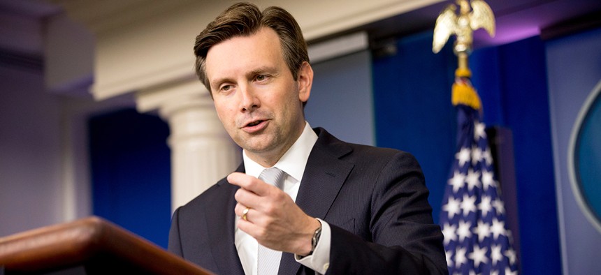 "Right now, the Interior appropriations bill in the House is jammed up because a sizable number of House Republicans are eager to protect the status of the Confederate flag on National Park Service grounds," Josh Earnest said Thursday.