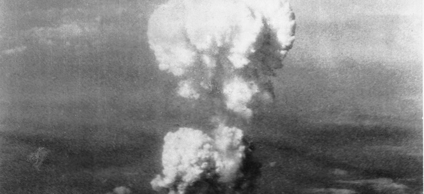 The mushroom cloud over Hiroshima after the bombing was visible for miles. 