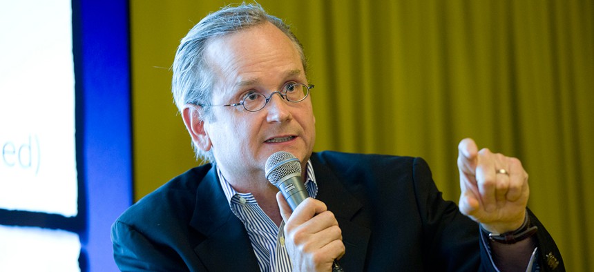 Lessig spoke in London in May on technology and government.